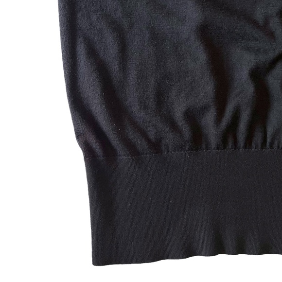 Ted Baker Black Cotton Knit V Neck Ribbon Dress | 3 (M) - Picture 8 of 10